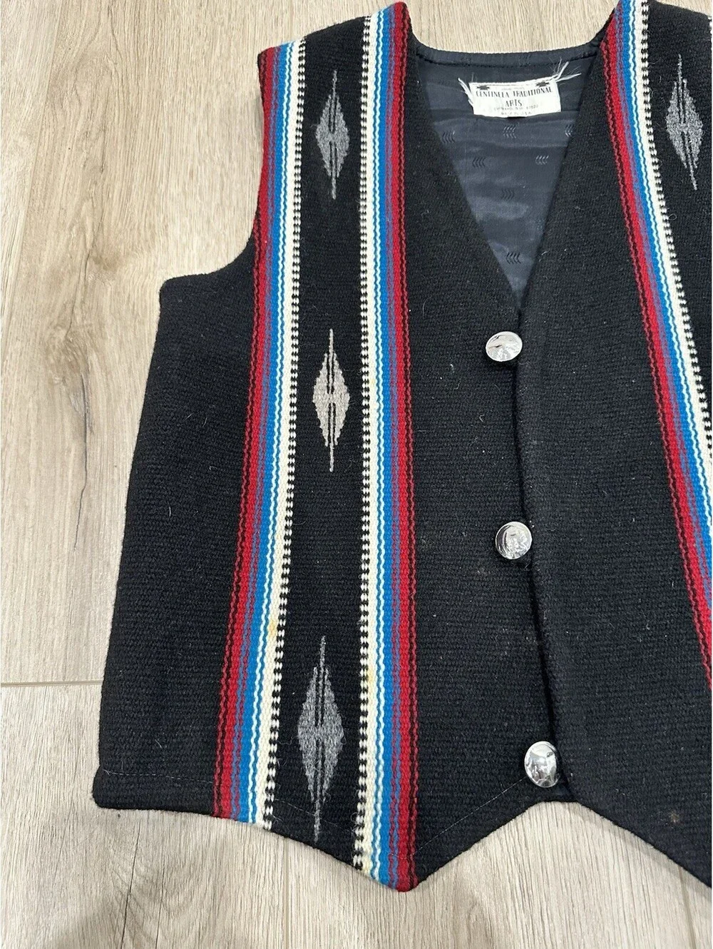 Ceremonial Native American Wool Vest Centinela Traditional Arts Chimayo Size 36